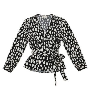 Maje Black & White Wrap Blouse | Polka Dot Print | Size S | Parisian Chic